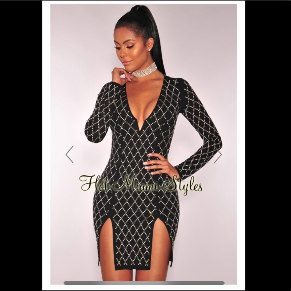 BRAND NEW Hot Miami Styles Studded Slit Dress NWOT